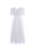 Abito per bambina Monnalisa bianco con applicazione fiori e paillettes 71G906 7910 0001 MONNALISA KIDS 