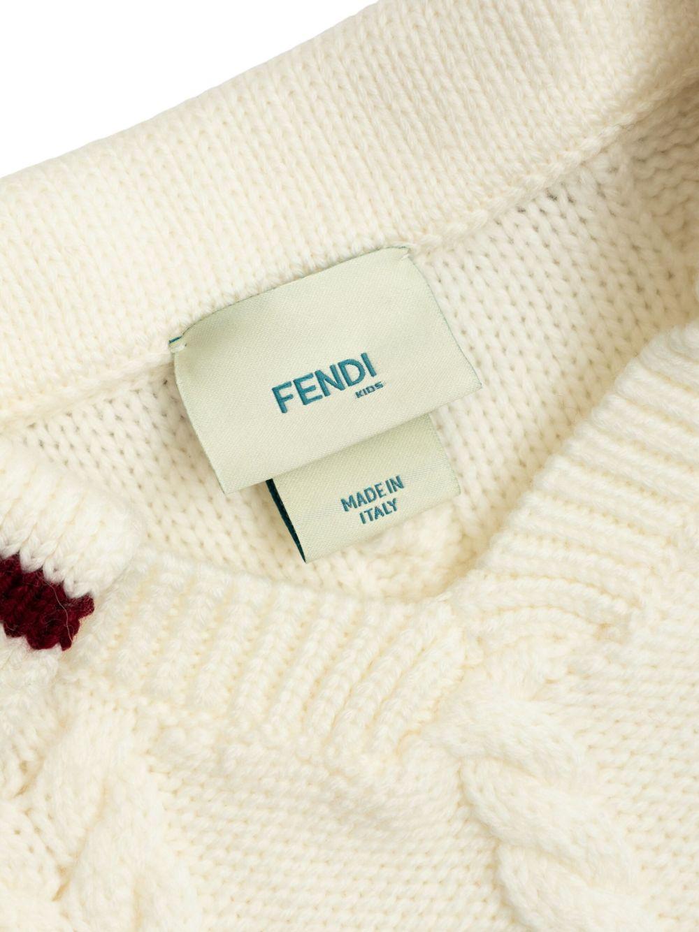 Maglione per bambino Fendi Kids bianco in maglia a trecce JUG190 AUL2 F0TU9 FENDI KIDS 