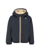 Giacca per bambino K Way Kids blu con cappuccio e fodera in pile K7142TW K89 K-WAY KIDS 