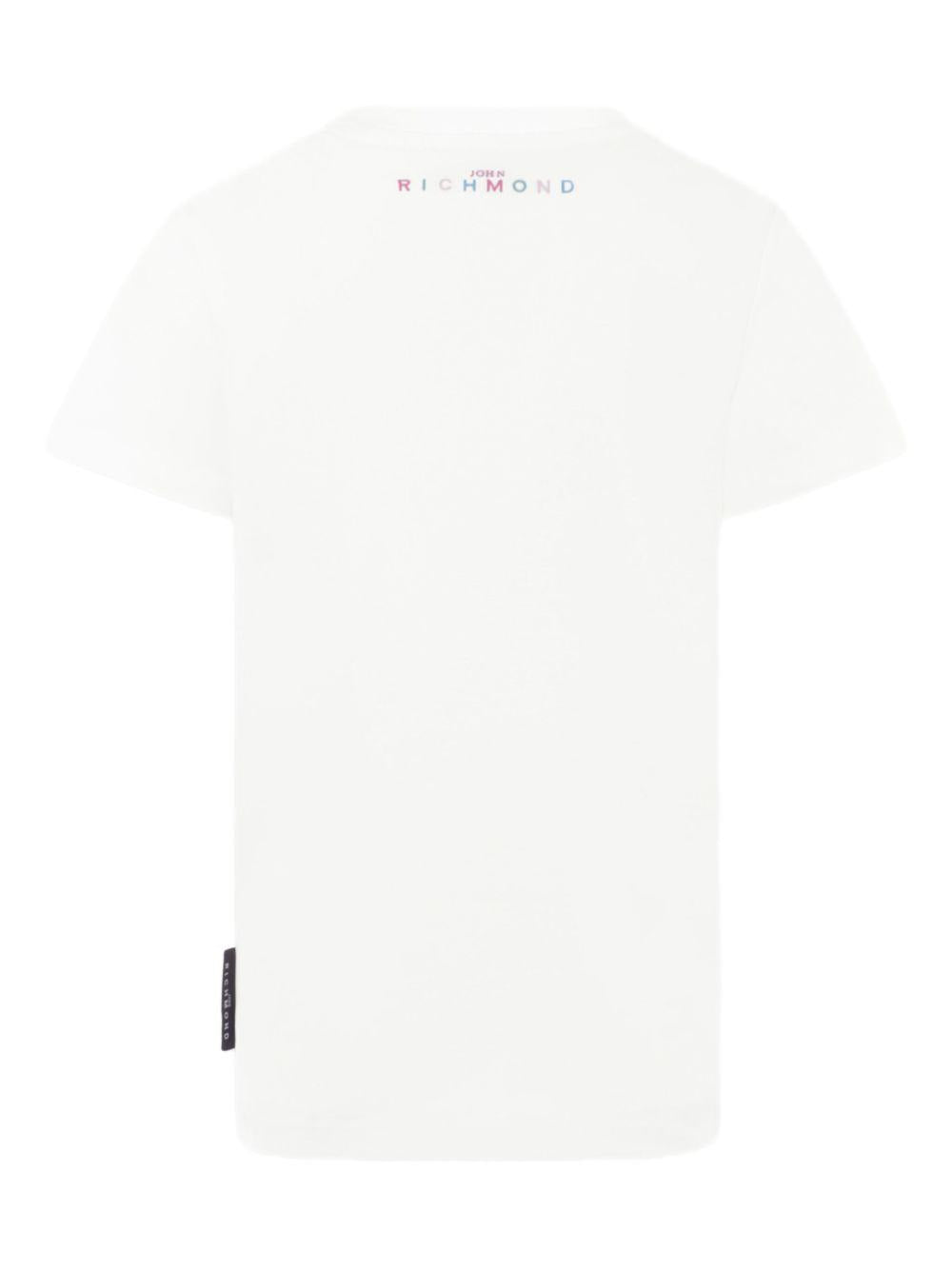 T-shirt per bambina John Richmond Junior bianco con logo e orlo dritto RGP25205TS WHITE JOHN RICHMOND KIDS 