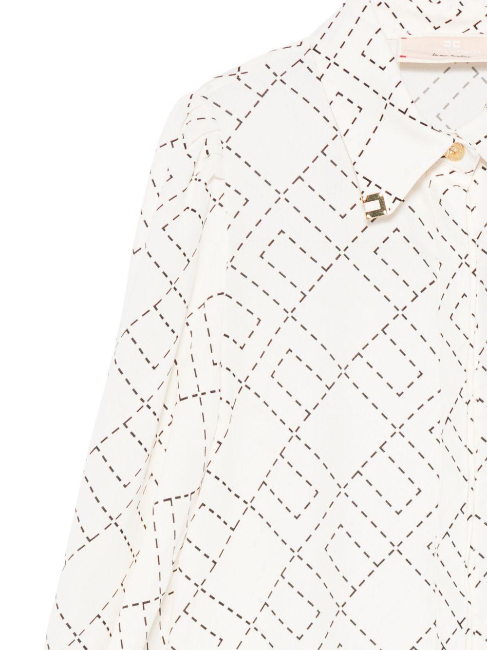 Camicia per bambina Elisabetta Franchi La Mia Bambina bianca con stampa geometrica EFCA2670VI040 0077 ElISABETTA FRANCHI 