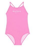 Costume da bagno per bambina Balmain Kids rosa con stampa logo BYCA09 Z0005 552BC BALMAIN KIDS 