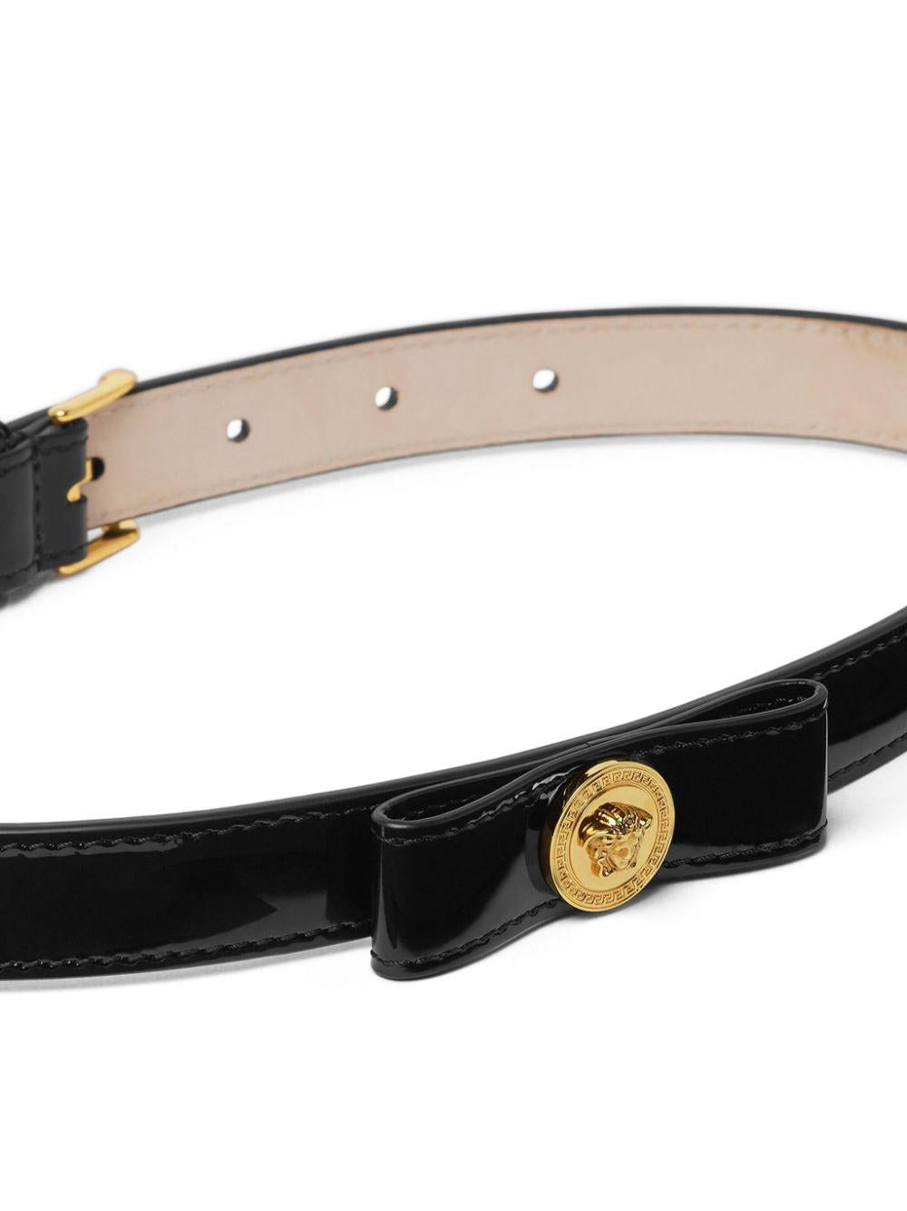 Cintura per bambino Versace Kids nero lucido Gianni Ribbon con fibbia 10188281A11180 1B00V VERSACE KIDS 