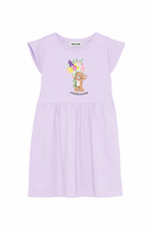 Abito da bambina Moschino Kids viola con ricamo a fiori HDV0HQLFA06 51683 MOSCHINO KIDS 