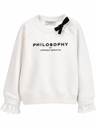 Felpa per bambina Philosophy di Lorenzo Serafini bianca con logo sul davanti I9G612 7031 0150 PHILOSOPHY KIDS 