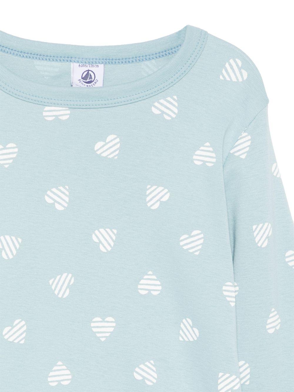 Pigiama per bambini Petit Bateau azzurro con stampa a cuori A0FYD 01 PETIT BATEAU 