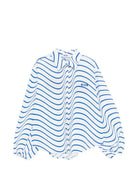 Camicia per bambina MSGM Kids bianca con design a righe ondulate S6MSJGSI178 130 MSGM KIDS 
