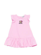 Abito per neonata Moschino Kids rosa con maniche con ruches MDV0D6LLA10 51473 MOSCHINO KIDS 