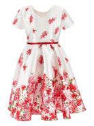 Abito per bambina Monnalisa bianco con motivo a fiori con cintura 71G910 7610 0001 MONNALISA KIDS 