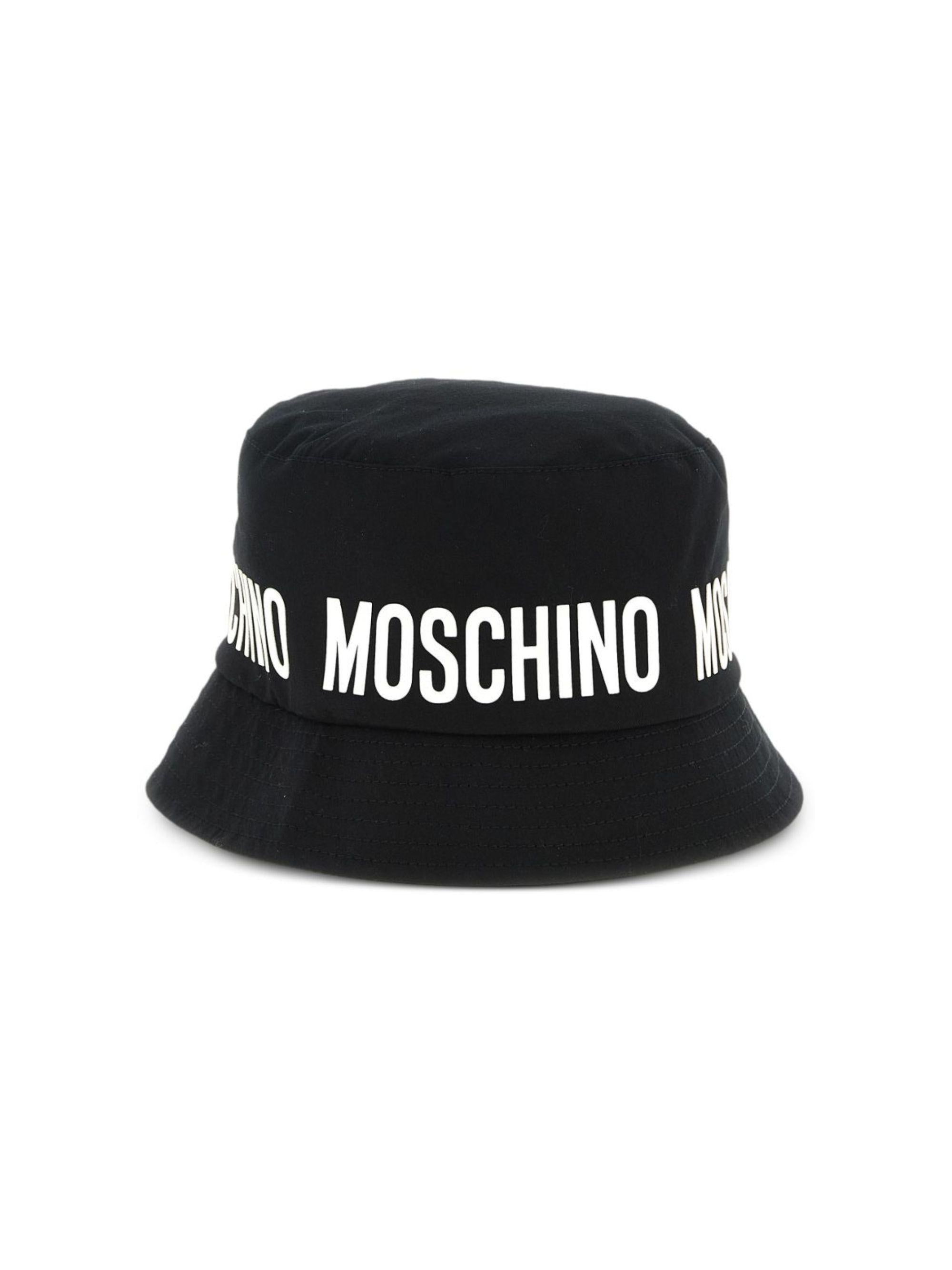 Cappello da bucket per bambini Moschino Kids nero con logo HUY003LOA00 60100 MOSCHINO KIDS 