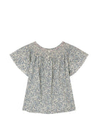 Blusa per bambina Bonpoint blu con stampa a fiori S06GBLW00014 519A BONPOINT KIDS 
