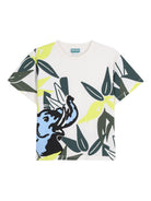 T-shirt per bambino Kenzo Kids bianca con stampa grafica elefante K61885 117 KENZO KIDS 