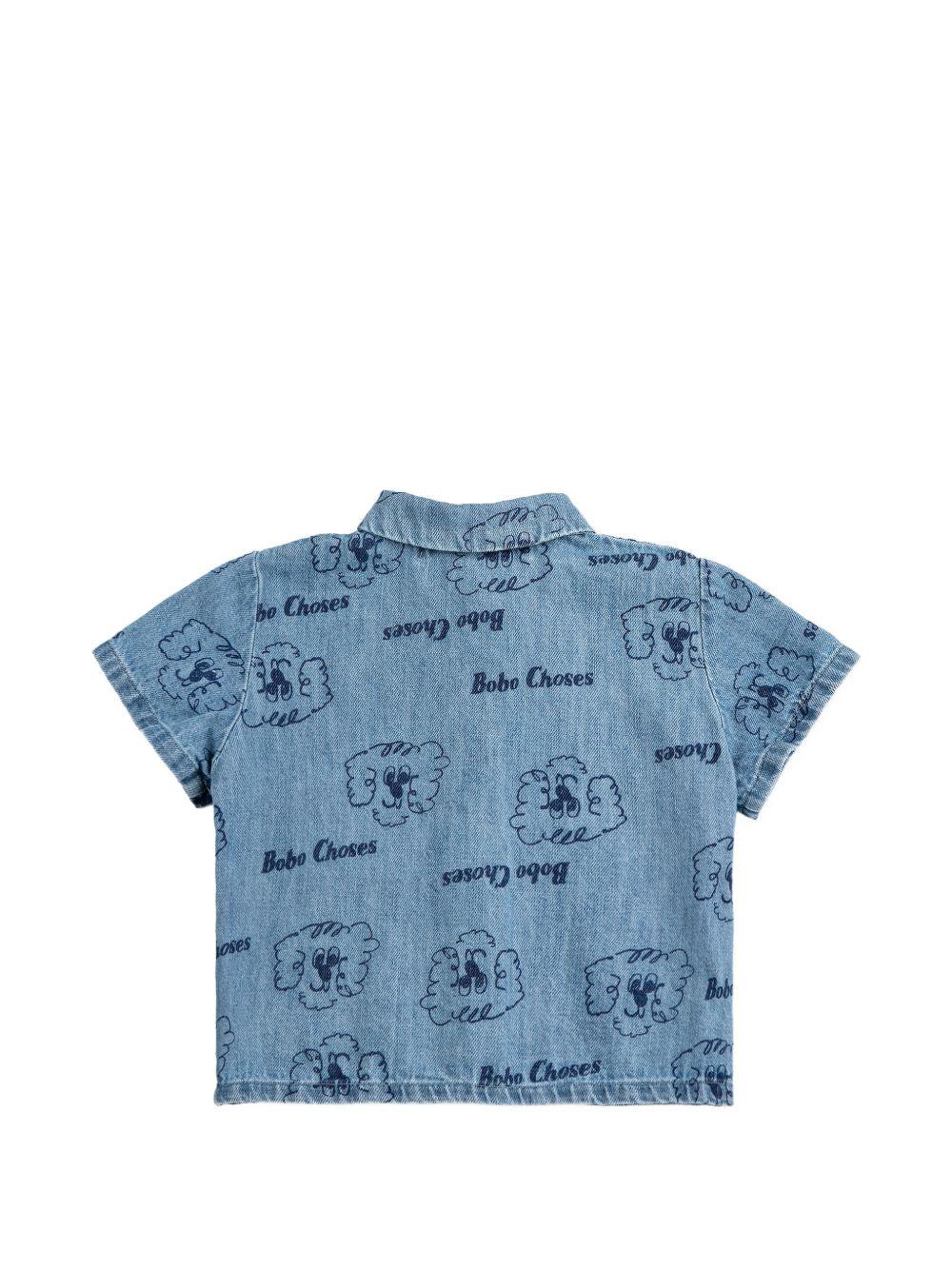 Camicia per neonato Bobo Choses azzurro con stampa grafica all-over B126AB027 451 BOBO CHOSES KIDS 