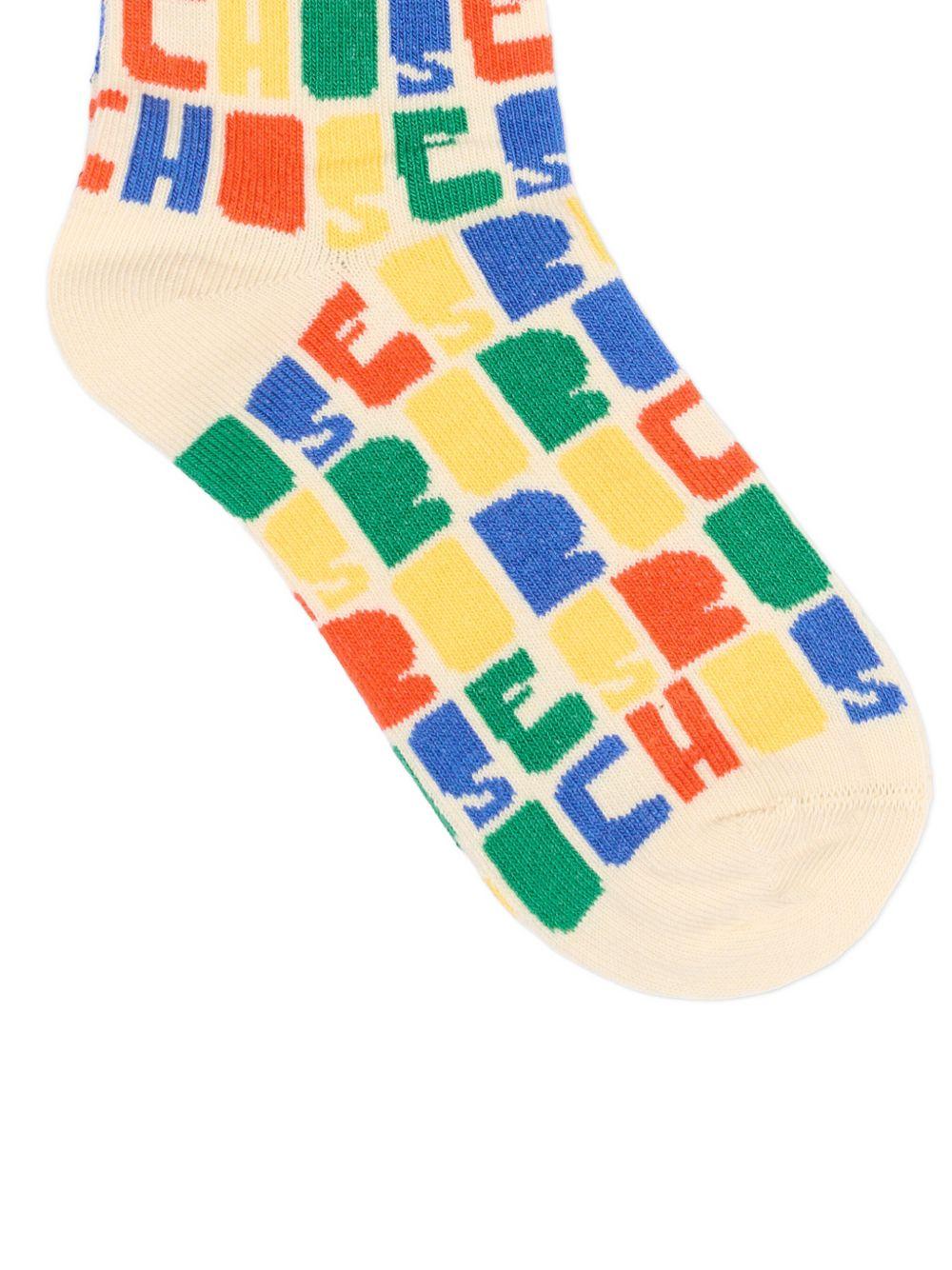 Calzini per bambini Bobo Choses beige con stampa logo all-over B126AI045 991 BOBO CHOSES 