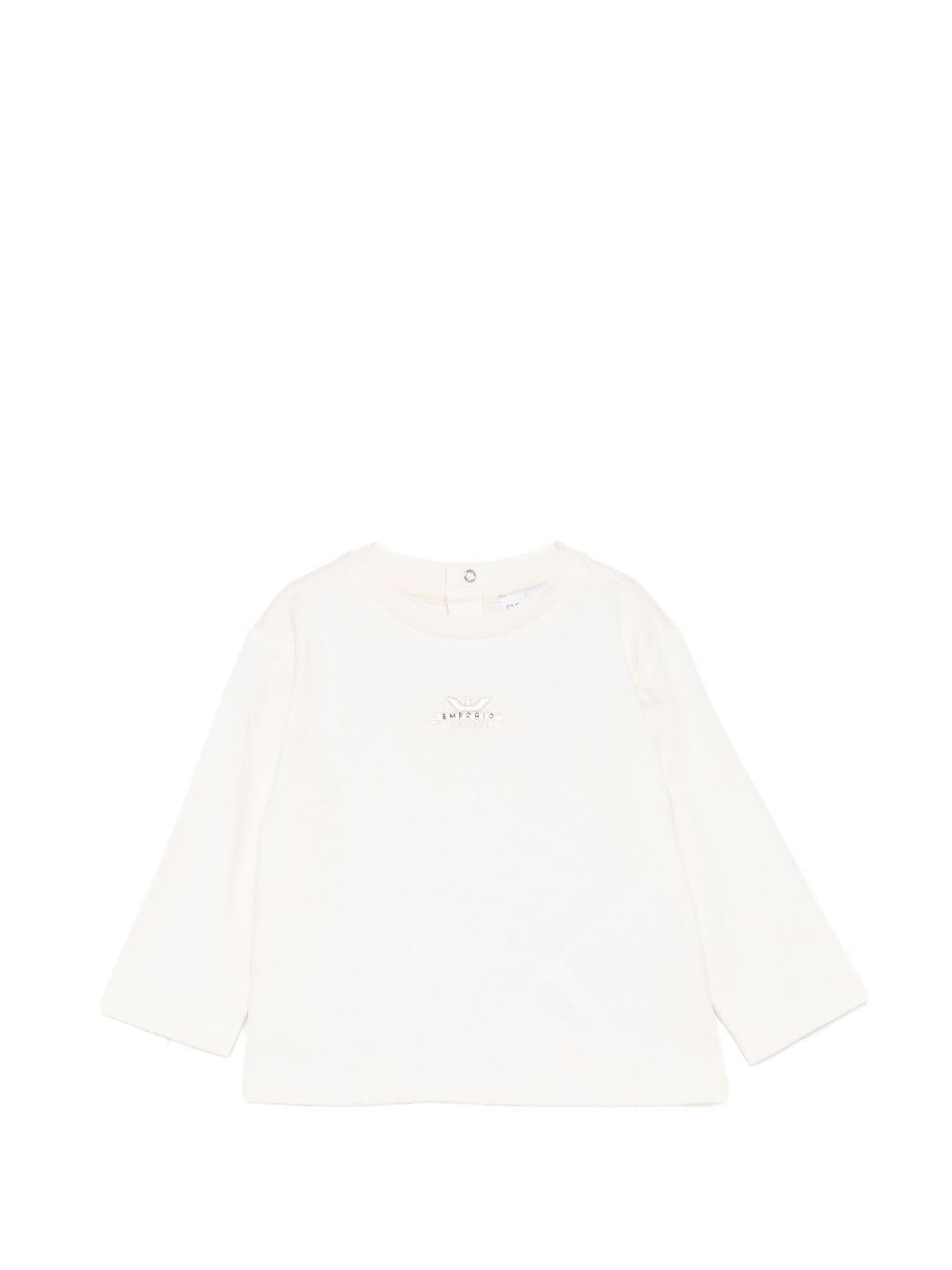 T-shirt per neonato Emporio Armani Kids bianca con patch logo EB001640 AF26009 U1009 EMPORIO ARMANI KIDS 