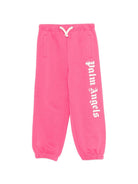 Pantaloni sportivi per bambina Palm Angels Kids fucisa con logo sul davanti PGCH008S26FLE001 044 PALM ANGELS KIDS 