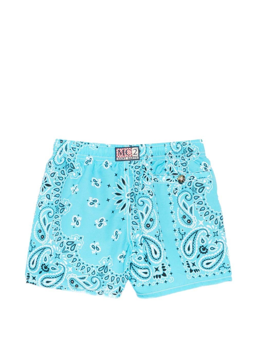Costume per bambino MC2 Saint Barth Kids azzurro con stampa bandana all-over CAP0003 00923L MC2 ST. BARTH KIDS 