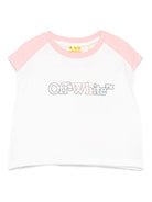 T-shirt con stampa logo per bambina Off-White Kids bianco con girocollo OGAC001S25JER001 0172 OFF WHITE KIDS 