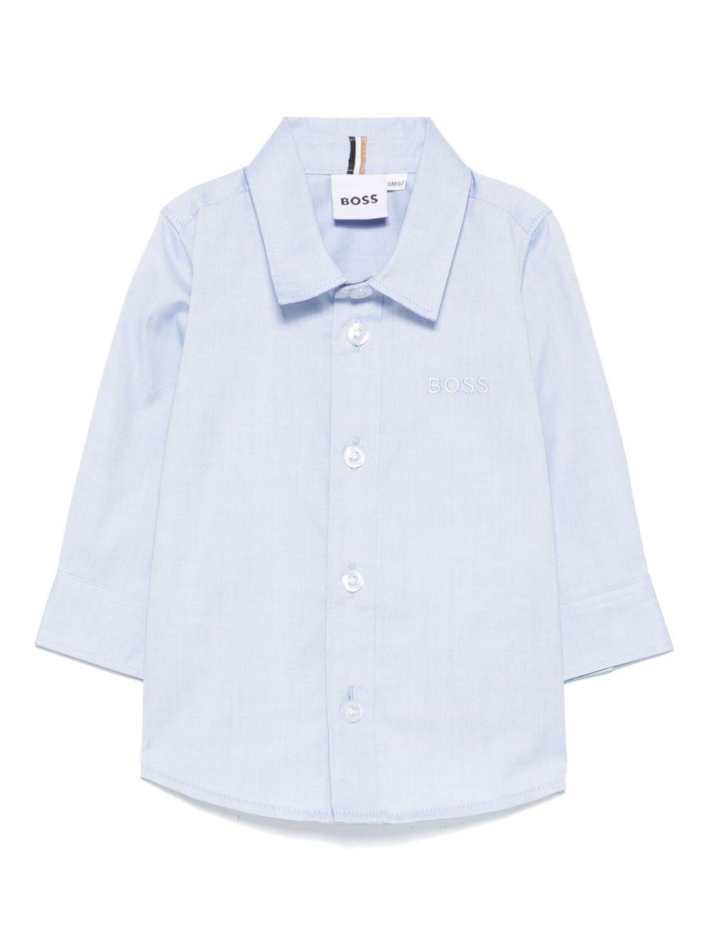 Camicia per neonato Boss Kids azzurro con logo ricamato J52681 77D BOSS KIDS 