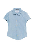 Camicia per bambino Balmain Kids azuzrra con colletto classico BY5A71 P0588 653BC BALMAIN KIDS 