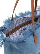 Borsa da spiaggia MC2 Saint Barth denim con dettaglio frange CBF0001 00436L MC2 ST. BARTH KIDS 