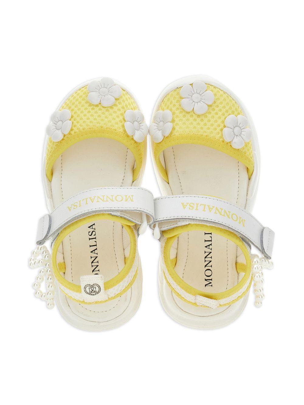 Sandali per bambina Monnalisa gialli con applicazione con fiori 8CG005 7703 9914 MONNALISA KIDS 