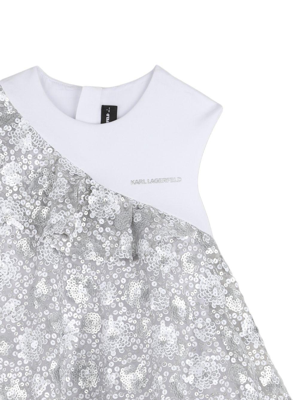 Abito per bambina Karl Lagerfeld Kids color argento con decorazione con paillettes Z31139 M31 KARL LAGERFELD KIDS 