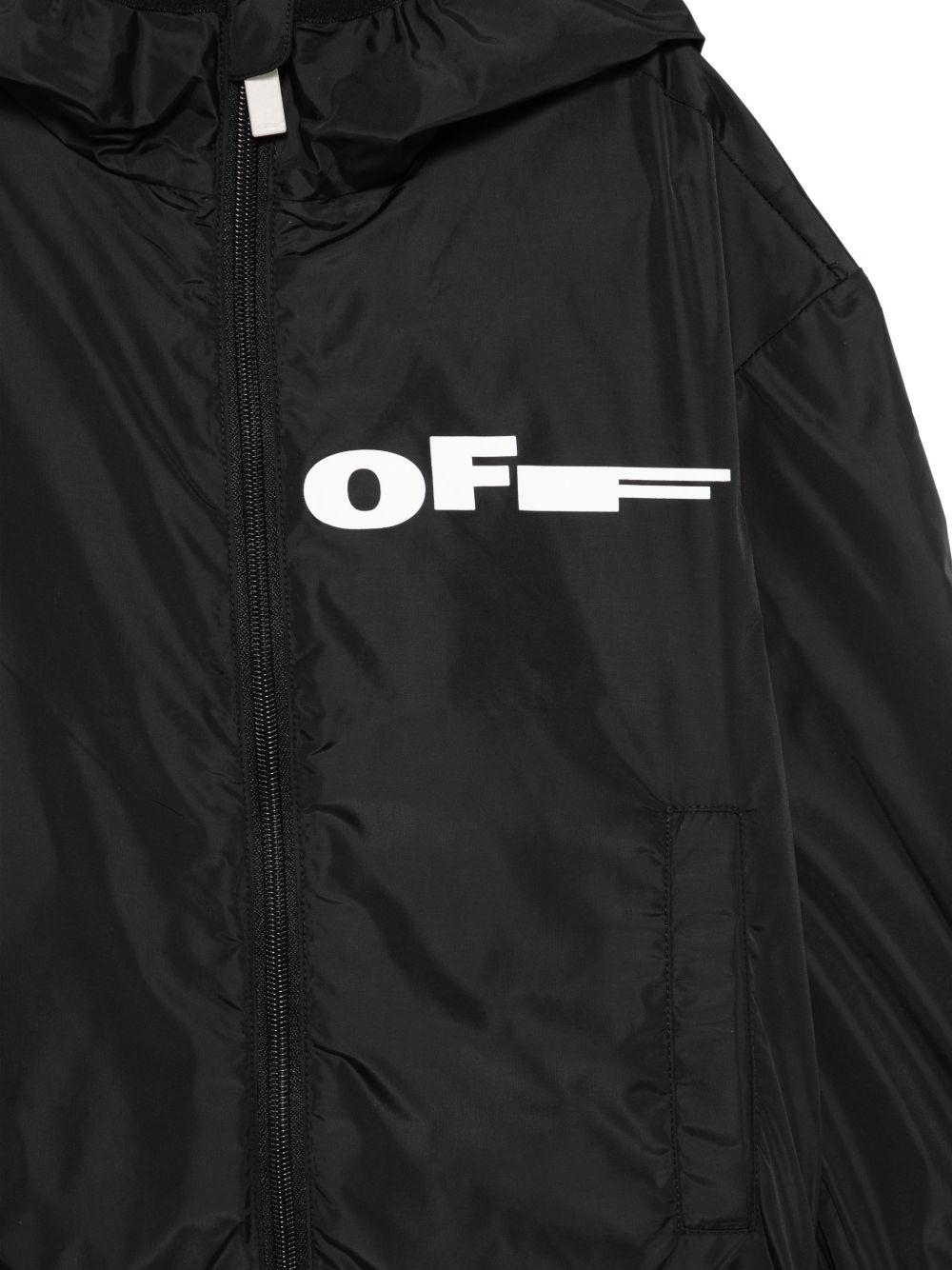 Giubbino per bambino Off-White Kids nero con logo sul davanti 44BEB003S26F001 001 OFF WHITE KIDS 