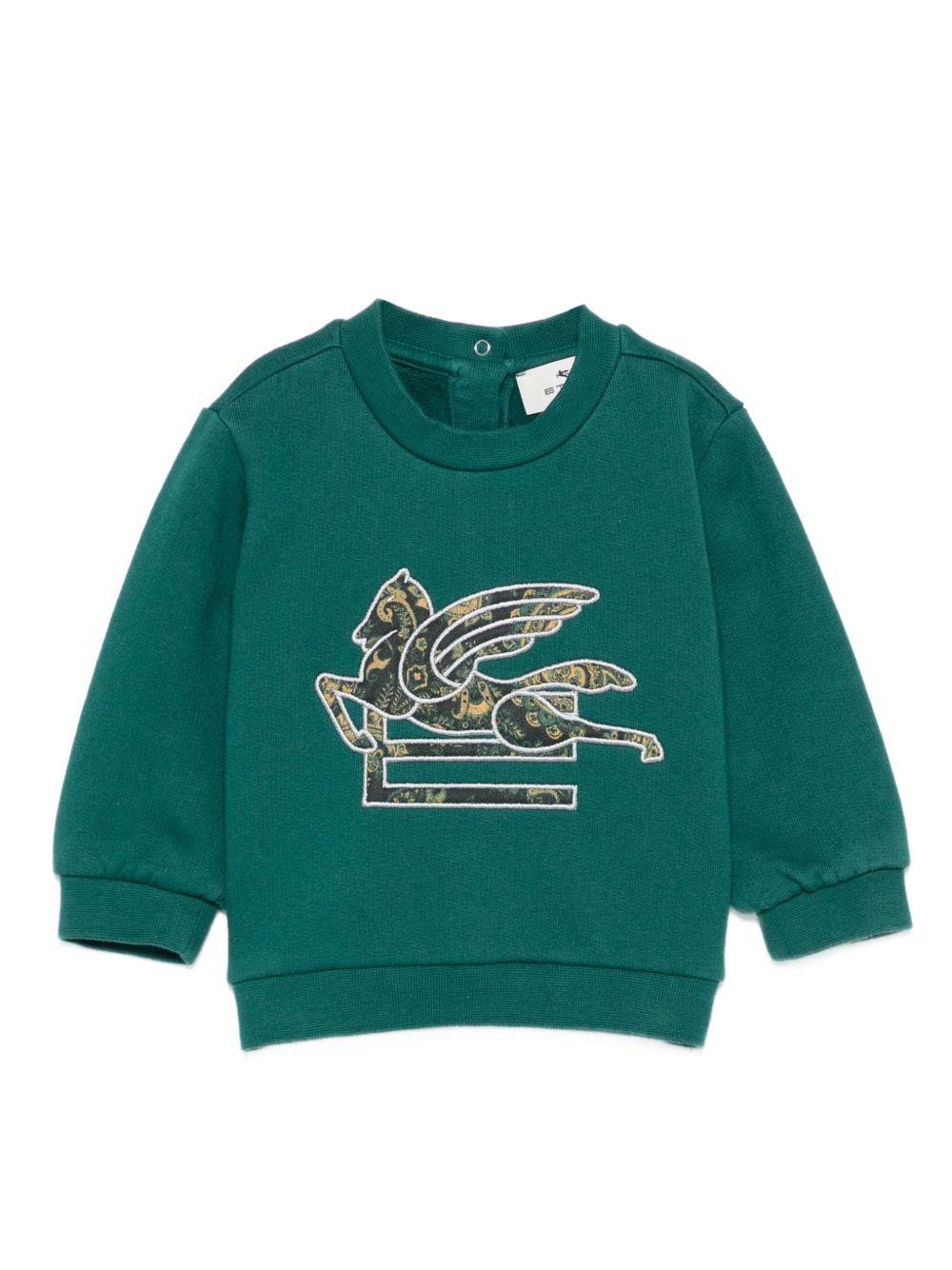 Felpa per neonati Etro Kids verde con ricamo Pegaso e chiusura con bottoni GX4510 Z3333 797 ETRO KIDS 
