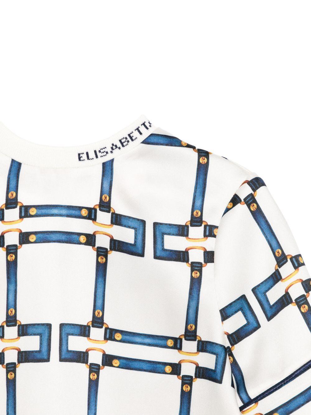 T-shirt per bambina Elisabetta Franchi La Mia Bambina bianca con dettagli blu EFCA2830TVE02 D681 ElISABETTA FRANCHI KIDS 