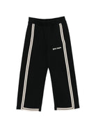 Pantalone per bambino Palm Angels Kids nero con dettaglio logo PBCH012S26FLE001 110 PALM ANGELS KIDS 