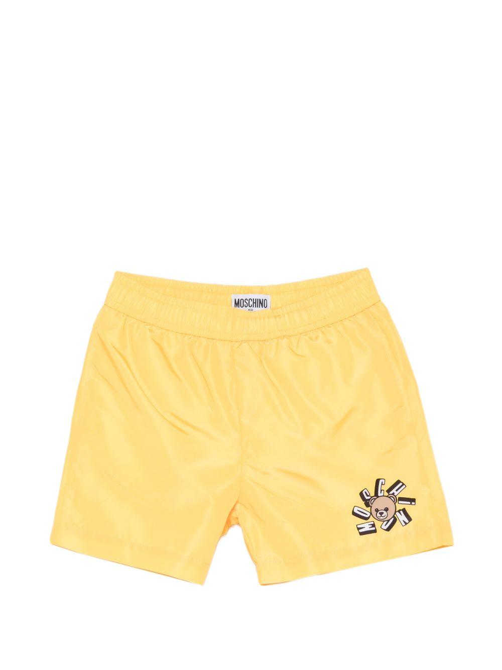 Costume da bagno per bambino Moschino Kids giallo con stampa logo HUL01LLKA02 50577 MOSCHINO KIDS 