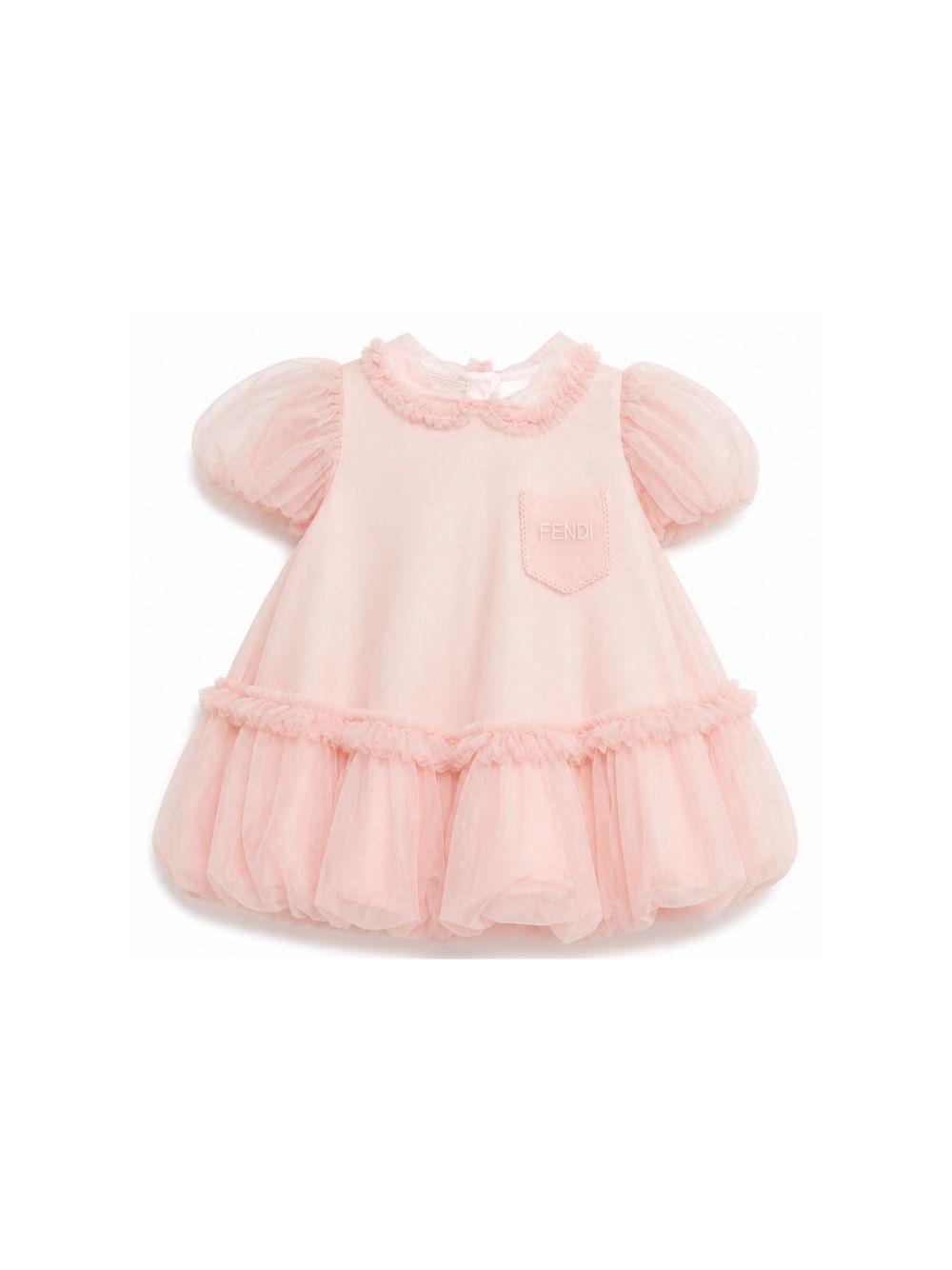 Abito per neonata Fendi Kids rosa con balze in tulle BFB627 AEXX F1UL9 FENDI KIDS 