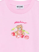 T-shirt per bambina Moschino Kids rosa con stampa ciliegie HDM075LAA02 51473 MOSCHINO KIDS 