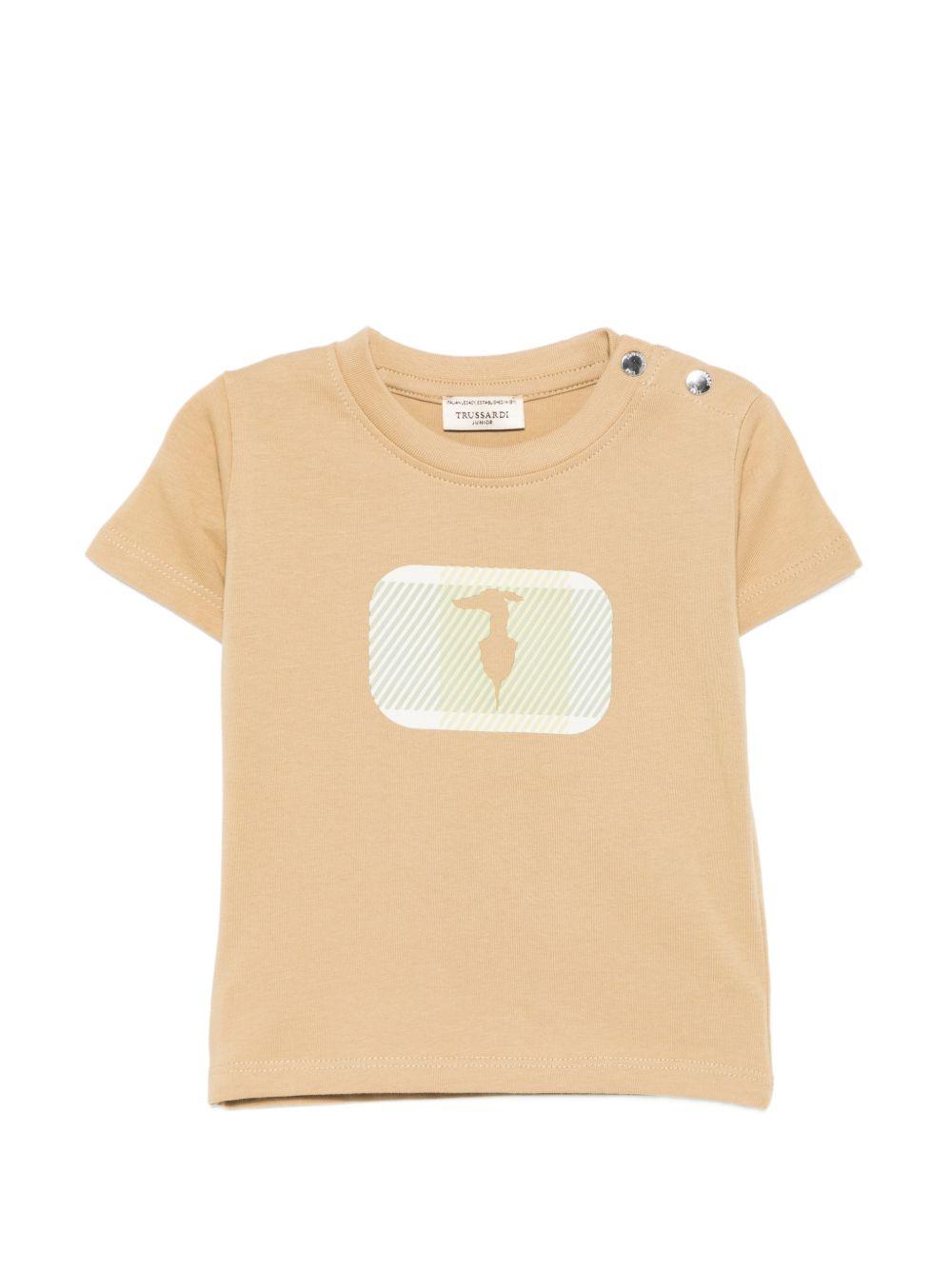 T-shirt per neonato Trussardi Junior beige con stampa grafica TIP26072TS BROWN INC. TRUSSARDI KIDS 