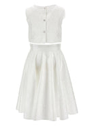 Set per bambina top e gonna Monnalisa bianca con applicazioni a fiore 71G501 7305 0001 MONNALISA KIDS 