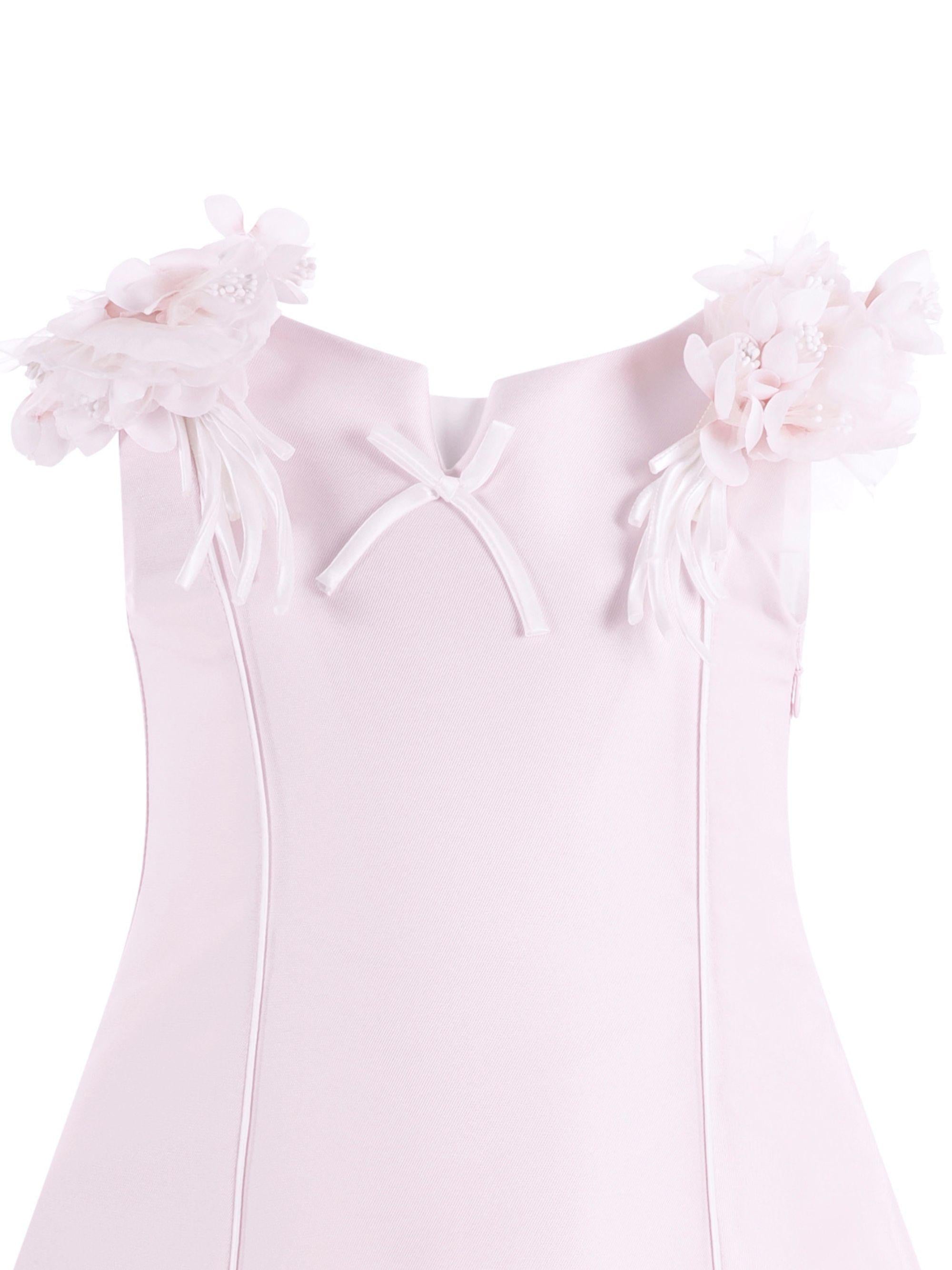Abito per bambina Monnalisa rosa con applicazioni a fiori 71G902 7302 0091 MONNALISA KIDS 