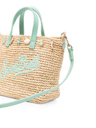 Borsa Mini Rafia City MC2 Saint Barth beige con decorazione con perline RAFC003 00359L MC2 ST. BARTH KIDS 