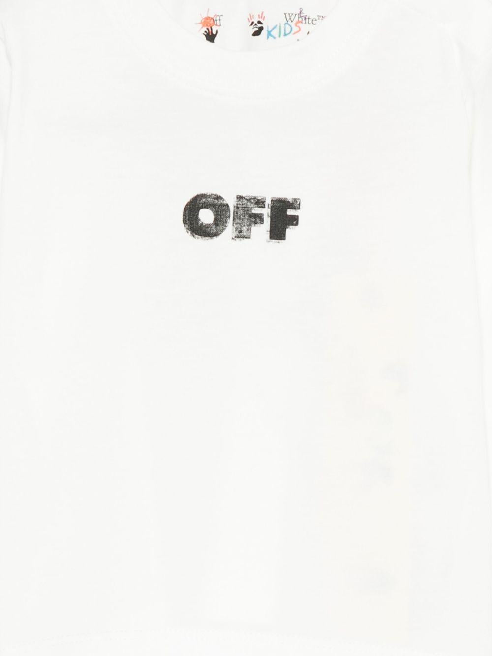T-shirt per neonato Off-White Kids bianca con logo stampato e maniche lunghe OBX1001F25JER002 0110 OFF WHITE KIDS 