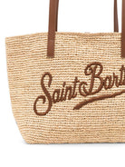Borsa Raffia City Mid MC2 Saint Barth beige con logo frontale a contrasto RAFC002 00358L MC2 ST. BARTH KIDS 