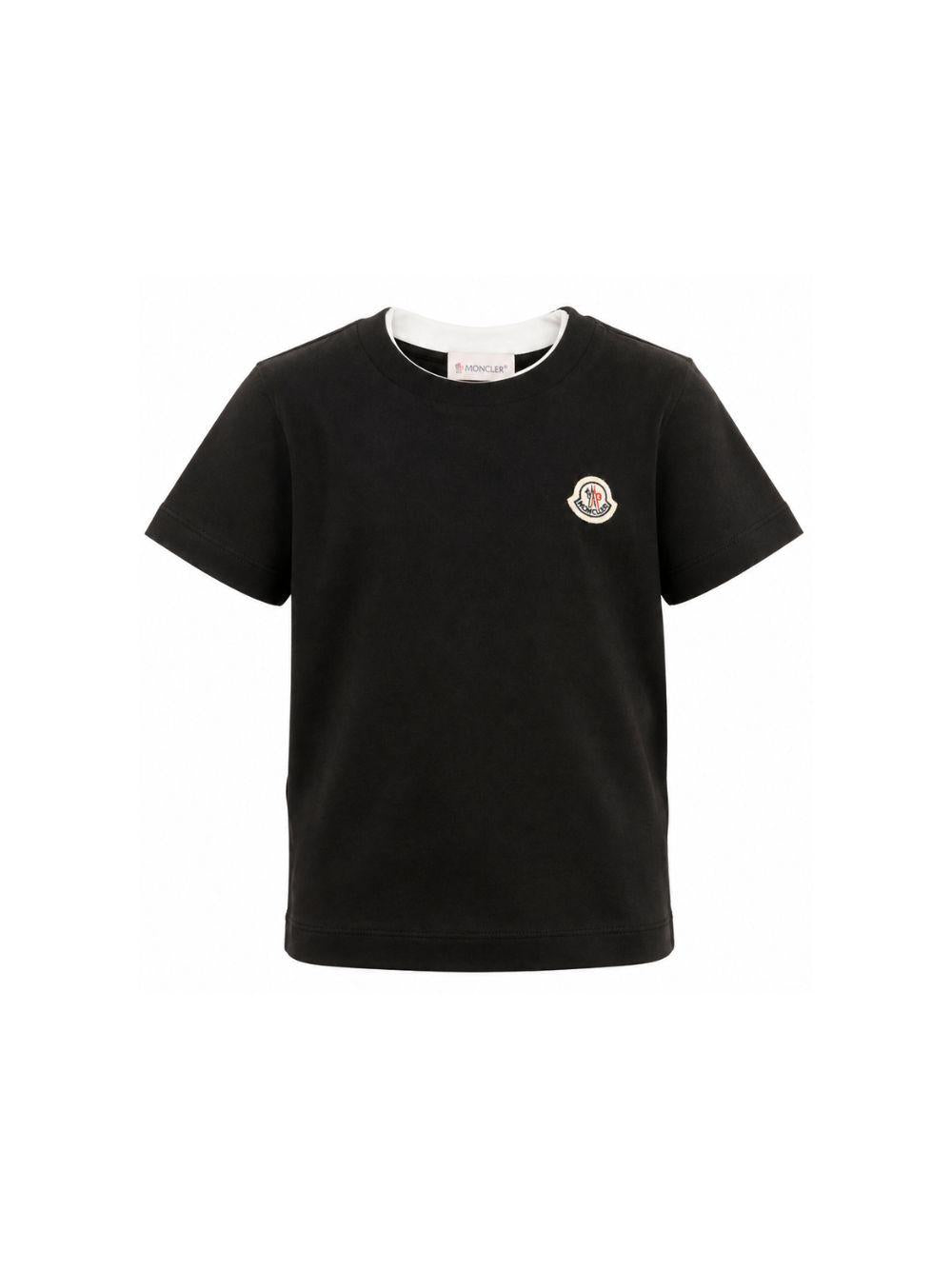 T-shirt per bambino Moncler Enfant nera con dettaglio logo L29548C0000889AFV 999 MONCLER KIDS 