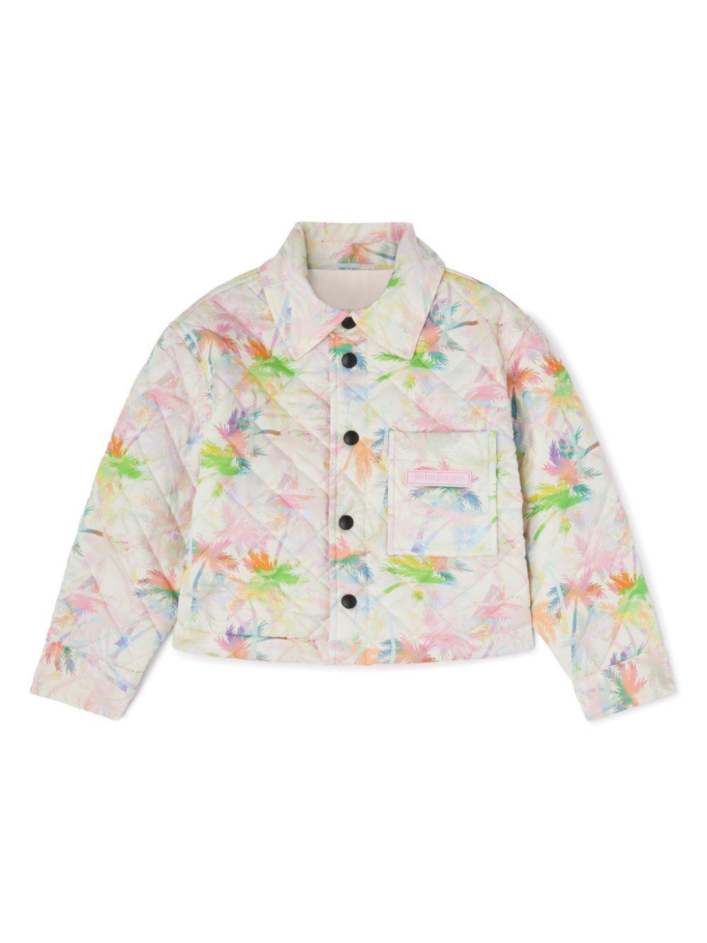 Piumino reversibile con stampa per bambina Palm Angels Kids rosa burro tasca frontale applicata PGES003S25FAB001 043B PALM ANGELS KIDS 