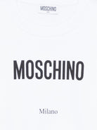 Felpa per bambino Moschino Kids bianca con logo sul davanti HUF09NLCA32 10101 MOSCHINO KIDS 