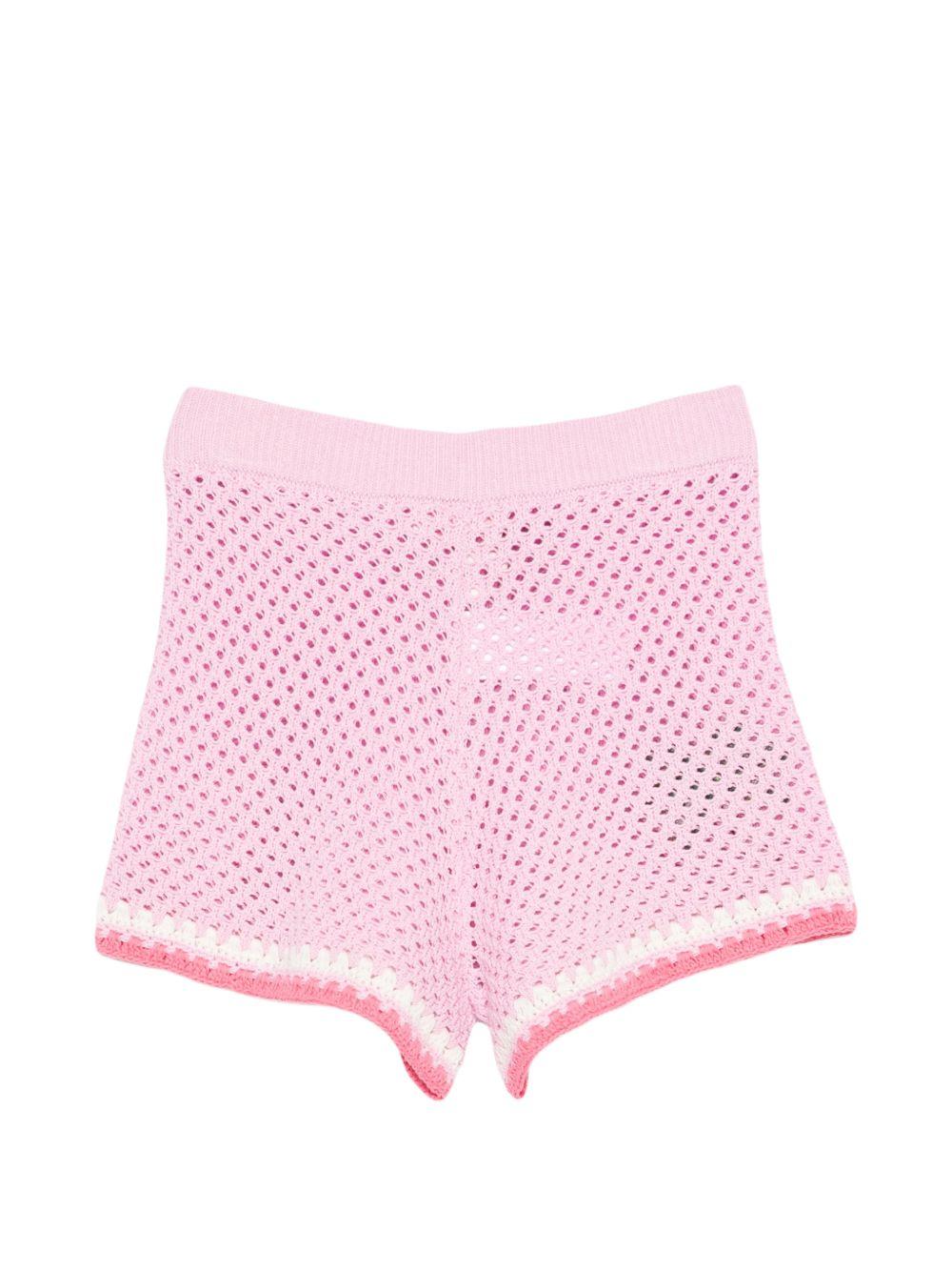 Shorts per bambina MC2 Saint Barth Kids rosa con ricamo floreale YVT0002 03562L MC2 ST. BARTH KIDS 