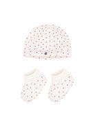 Set cuffietta e babbucce per neonati Petit Bateau bianco con stampa cuoricini all-over A0ARZ 00 PETIT BATEAU KIDS 