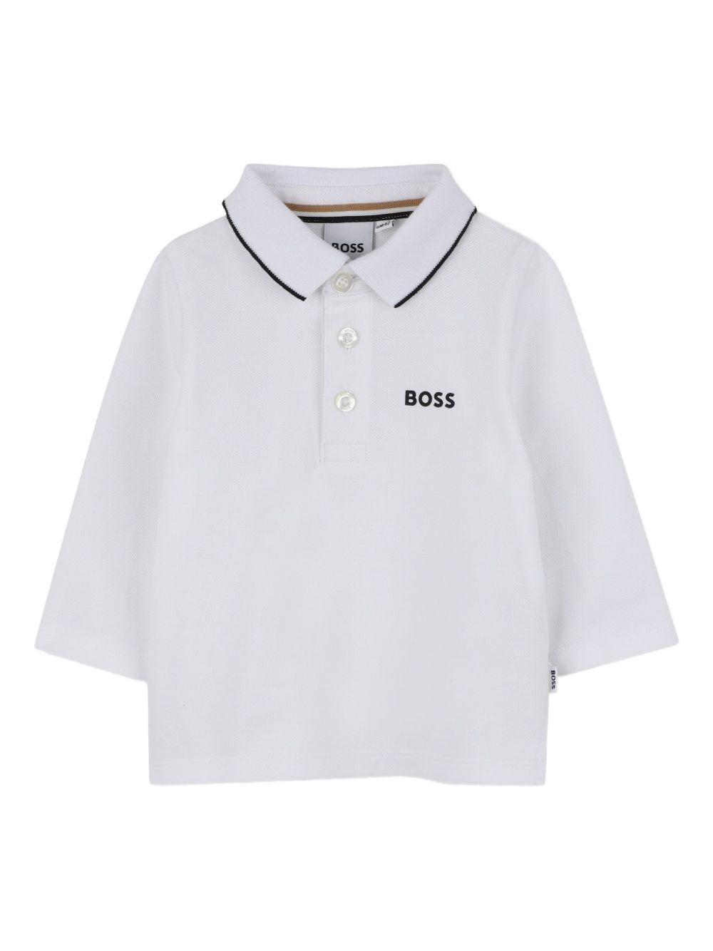Polo a maniche lunghe per neonato Boss Kidswear bianca con logo J52449 10P BOSS KIDS 
