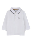 Polo a maniche lunghe per neonato Boss Kidswear bianca con logo J52449 10P BOSS KIDS 