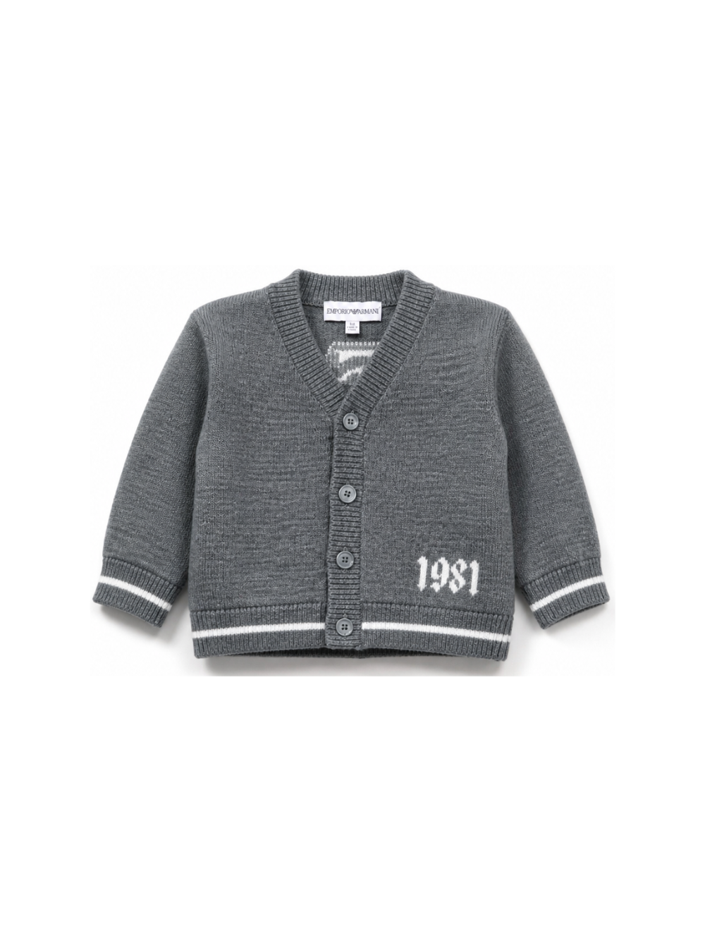 Cardigan per neonato Emporio Armani Kids grigio con scollo a V EB001584 AF27314 O8035 EMPORIO ARMANI KIDS 