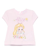 T-shirt per neonata Monnalisa rosa con stampa Alice x Disney 39E610 5002 0090 MONNALISA 