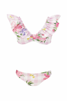 Bikini a fiori per bambina Monnalisa rosa con ruches 19G002 7052 0090 MONNALISA KIDS 